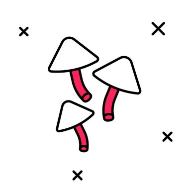 Beyaz arkaplanda izole edilmiş ana hatlı mantar ikonu. Vektör