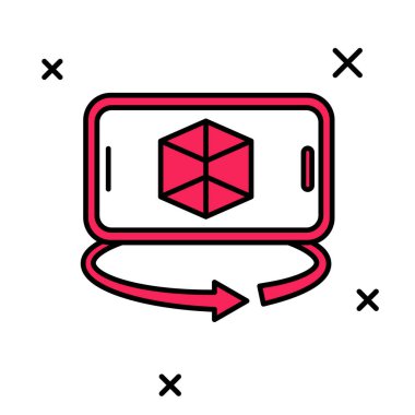 Doldurulmuş 3d model simgesi beyaz arkaplanda izole edildi. Artırılmış gerçeklik mi yoksa sanal gerçeklik mi? Vektör