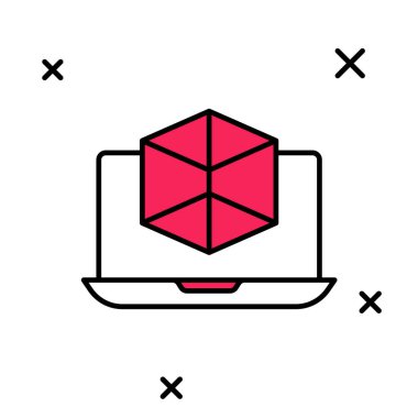 Doldurulmuş 3d model simgesi beyaz arkaplanda izole edildi. Artırılmış gerçeklik mi yoksa sanal gerçeklik mi? Vektör