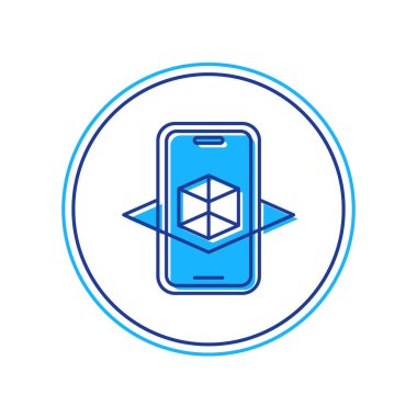 Doldurulmuş 3d model simgesi beyaz arkaplanda izole edildi. Artırılmış gerçeklik mi yoksa sanal gerçeklik mi? Vektör