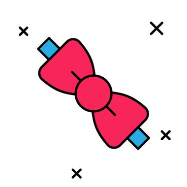 Doldurulmuş çizgili papyon simgesi beyaz arkaplanda izole edildi. Vektör