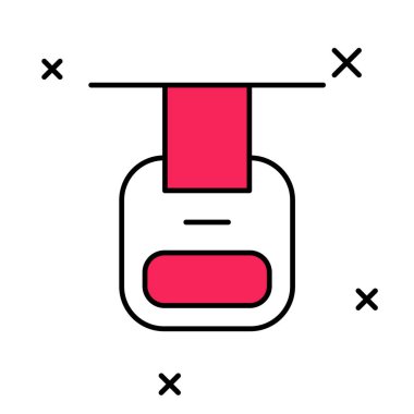Doldurulmuş ana hat kablo araba simgesi beyaz arkaplanda izole edildi. Füniküler işaret. Vektör