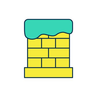 Beyaz arka planda izole edilmiş ana hatlı Noel bacası simgesi. Mutlu Noeller ve mutlu yıllar. Vektör