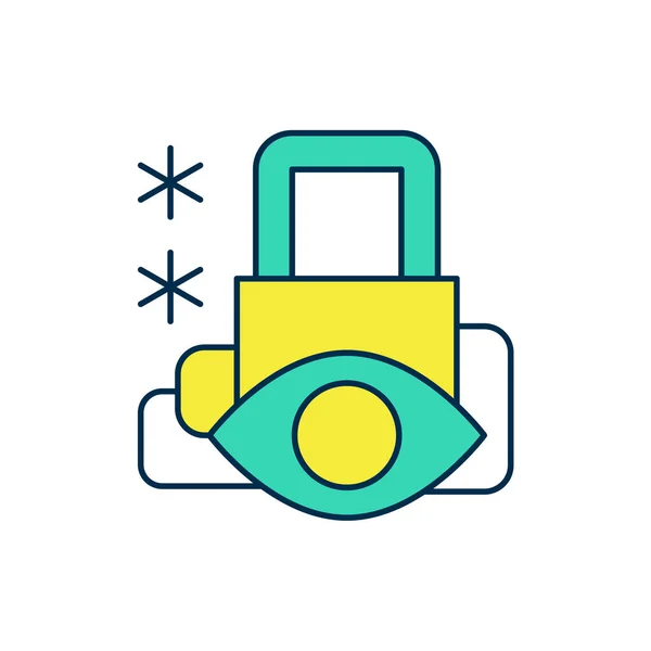 Filled outline Cyber security icon isolated on white background. Closed padlock on digital circuit board. Safety concept. Digital data protection. Vector — Stock Vector