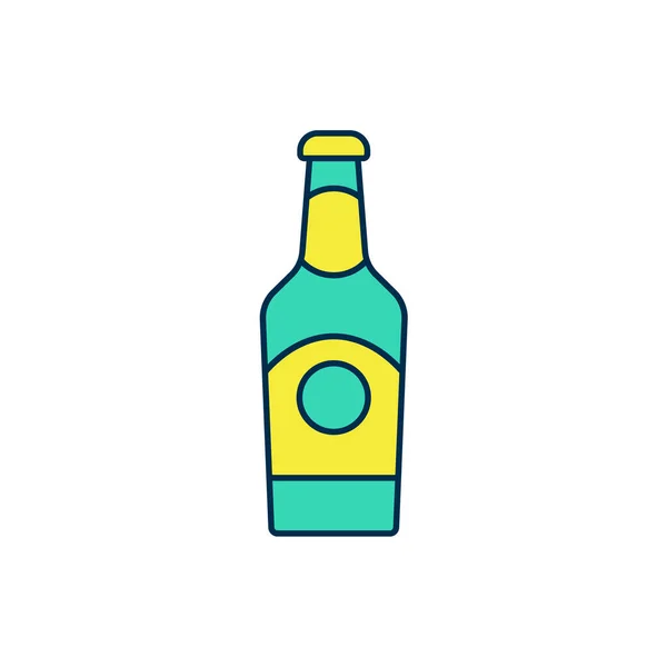 Filled outline Beer bottle icon isolated on white background. Vector — Stock Vector