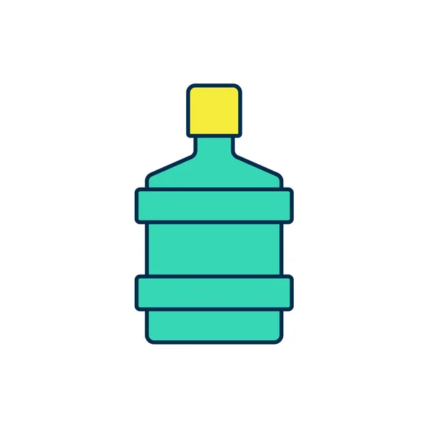 Esquema relleno Botella grande con icono de agua limpia aislada sobre fondo blanco. Envase de plástico para el refrigerador. Vector — Archivo Imágenes Vectoriales