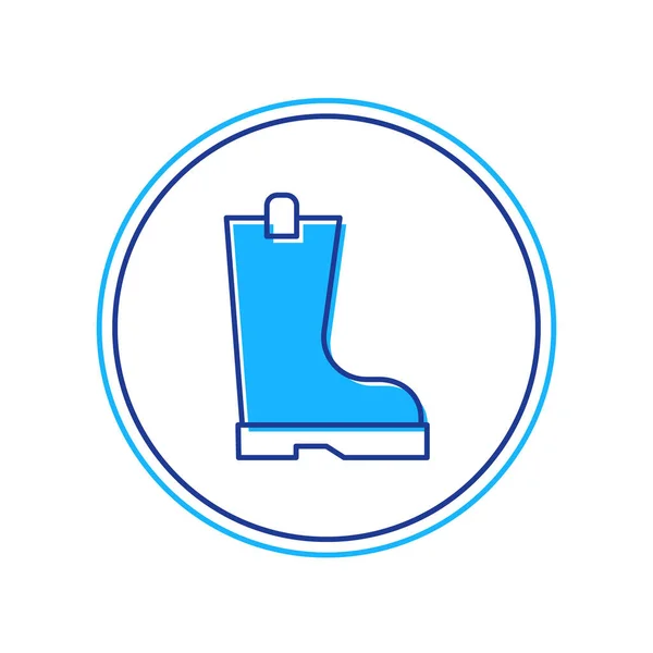 Filled outline Waterproof rubber boot icon isolated on white background. Gumboots for rainy weather, fishing, gardening. Vector — Stock Vector