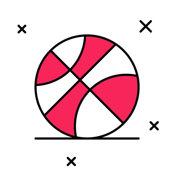 Заполненный очертания баскетбольный мяч значок изолирован на белом фоне. Спортивный символ. Вектор — стоковый вектор