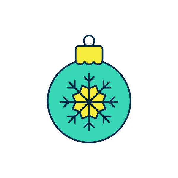 Esquema rellenado icono de la bola de Navidad aislado sobre fondo blanco. Feliz Navidad y Feliz Año Nuevo. Vector — Archivo Imágenes Vectoriales