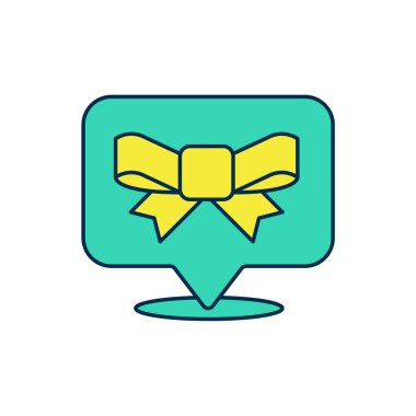 Hediye yayı simgesi beyaz arkaplanda izole edildi. Vektör