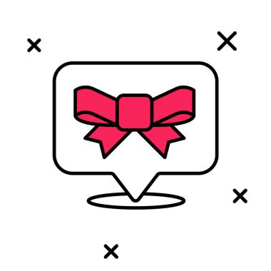 Hediye yayı simgesi beyaz arkaplanda izole edildi. Vektör