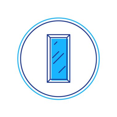 Beyaz arka planda izole edilmiş yatak odası, mağazalar, sahne arkası ikonu için büyük boy ayna. Vektör