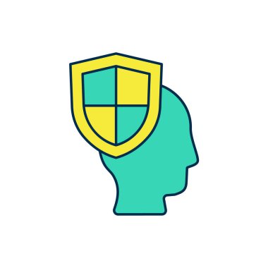 Beyaz arka planda izole edilmiş kalkan ikonu ile hayat sigortası doldurulmuş. Güvenlik, güvenlik, koruma, konsept koruma. Vektör