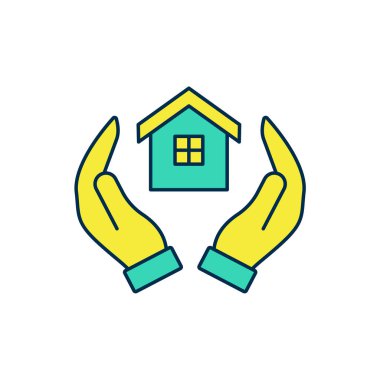 Beyaz arka planda elle doldurulmuş ev simgesi izole edildi. Sigorta konsepti. Güvenlik, güvenlik, koruma, konsept koruma. Vektör