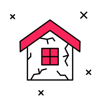 Beyaz arkaplanda izole edilmiş ana hatlı ev simgesi. Sigorta konsepti. Güvenlik, güvenlik, koruma, konsept koruma. Vektör