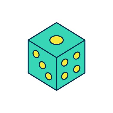 Doldurulmuş oyun zar simgesi beyaz arkaplanda izole edildi. Kumarhane kumarı. Vektör