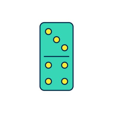 Doldurulmuş Domino simgesi beyaz arkaplanda izole edildi. Vektör