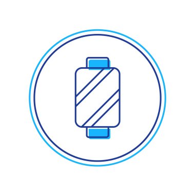 Beyaz arkaplanda izole edilmiş makara simgesi üzerindeki ana hatlı dikiş ipliği. İplik makarası. İplik kutusu. Vektör