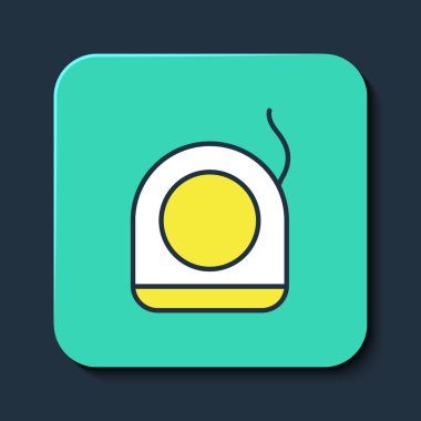 Doldurulmuş diş ipi simgesi mavi arkaplanda izole edildi. Turkuaz kare düğme. Vektör