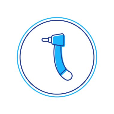 Doldurulmuş diş matkabı simgesi beyaz arkaplanda izole edildi. Delme ve öğütme aletleri için el işi. Vektör