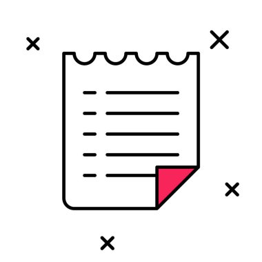 Doldurulmuş dilek listesi şablonu simgesi beyaz arkaplanda izole edildi. Vektör