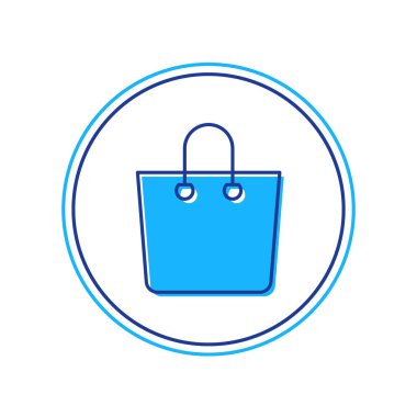 Doldurulmuş kağıt poşet ikonu beyaz arka planda izole edilmiş. Paket işareti. Vektör