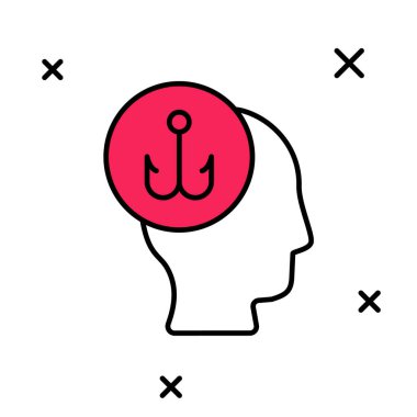 Beyaz arka planda izole edilmiş ana hatlı Balıkçı simgesi. Vektör