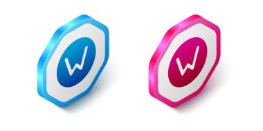 Isometric Compass kuzey simgesi beyaz arkaplanda izole edildi. Rüzgâr yön bulma sembolü. Rüzgar gül işareti. Altıgen düğmesi. Vektör