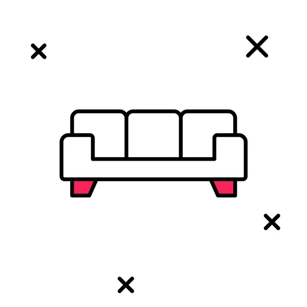 Заполненный контур иконки Дивана изолирован на белом фоне. Вектор — стоковый вектор