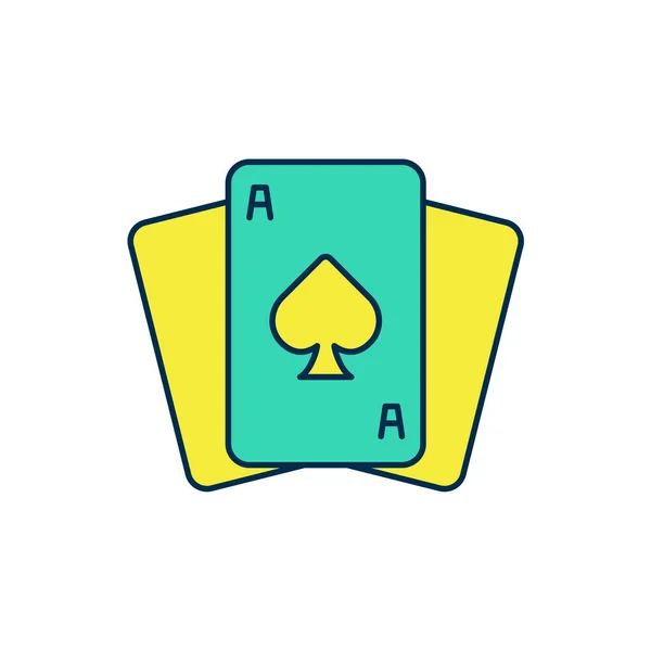 Esquema rellenado Icono de cartas aisladas sobre fondo blanco. Juego de casino. Vector — Archivo Imágenes Vectoriales