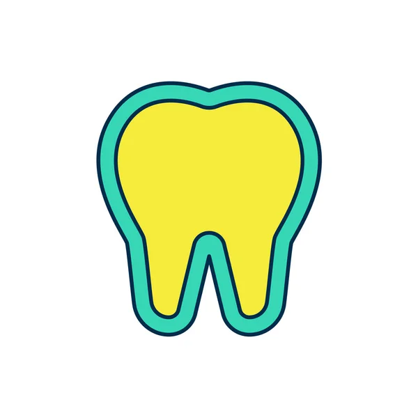 Gefüllte Umrisse Zahnsymbol isoliert auf weißem Hintergrund. Zahnsymbol für Zahnklinik oder Zahnarztpraxis und Zahnpasta-Packung. Vektor — Stockvektor