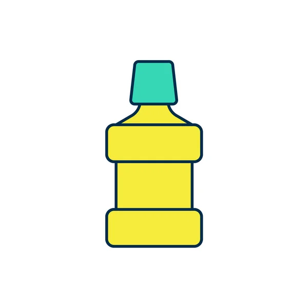 Gefüllte Umrisse Mundspülung Plastikflasche Symbol isoliert auf weißem Hintergrund. Flüssigkeit zum Mundspülen. Oralcare-Ausrüstung. Vektor — Stockvektor