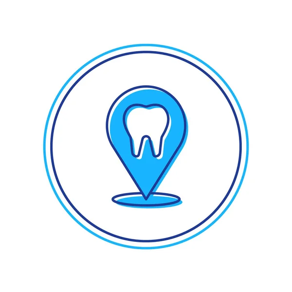 Wypełniony zarys lokalizacji kliniki stomatologicznej ikona izolowana na białym tle. Wektor — Wektor stockowy