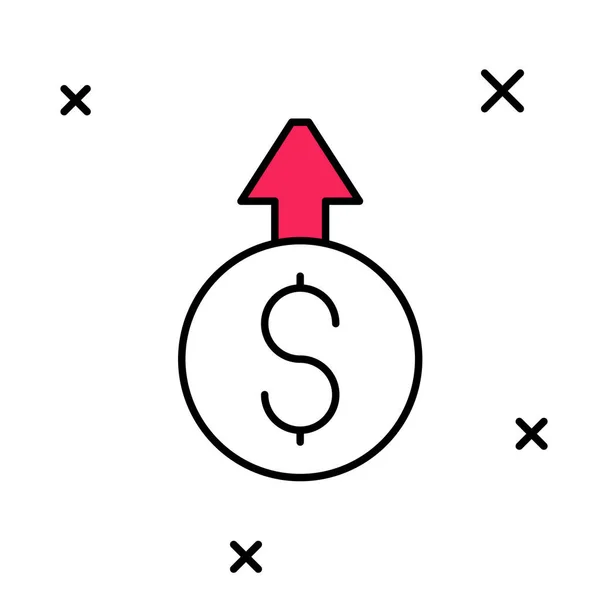 Gevulde schema Financiële groei dollar munt pictogram geïsoleerd op witte achtergrond. Toenemende inkomsten. Vector — Stockvector