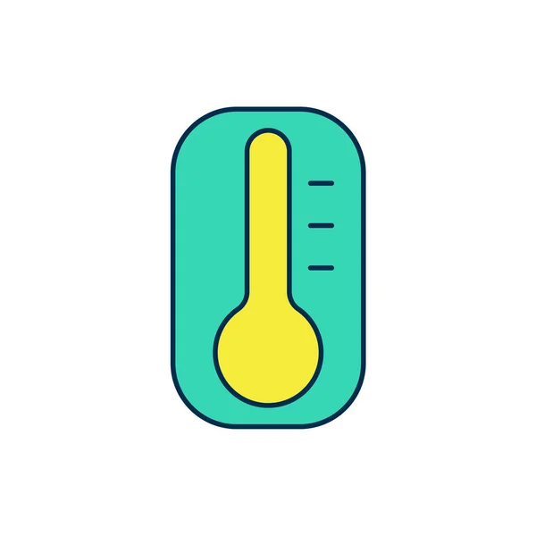 Filled outline Meteorology thermometer measuring heat and cold icon isolated on white background. Thermometer equipment showing hot or cold weather. Vector — Stock vektor