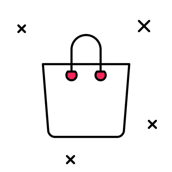 Esboço preenchido Ícone do saco de compras de papel isolado no fundo branco. Assinatura do pacote. Vetor — Vetor de Stock