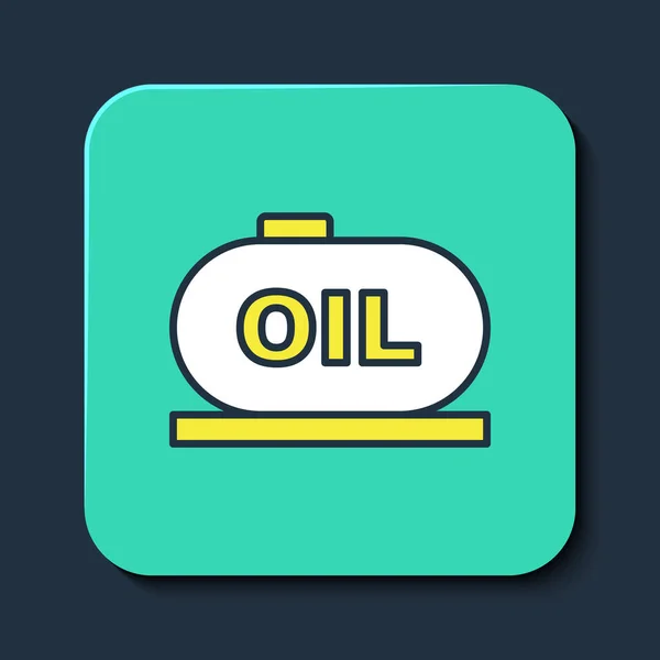 Filled outline Oil tank storage icon isolated on blue background. Vessel tank for oil and gas industrial. Oil tank technology station. Turquoise square button. Vector — 图库矢量图片