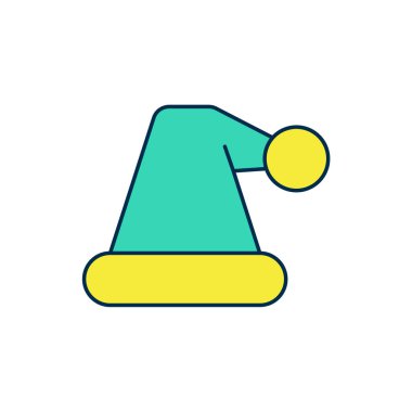 Beyaz arka planda izole edilmiş Noel Baba şapkası ikonu. Mutlu Noeller ve mutlu yıllar. Vektör.