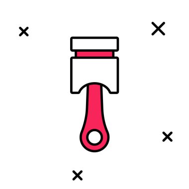 Doldurulmuş motor piston simgesi beyaz arkaplanda izole edildi. Araba motoru pistonu işareti. Vektör.