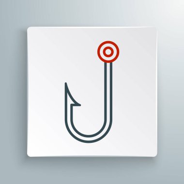 Line Fisherman simgesi beyaz arkaplanda izole edildi. Renkli taslak konsepti. Vektör.