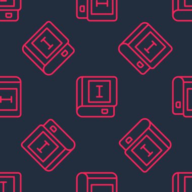 Kırmızı çizgi Kitap simgesi siyah arkaplanda izole edilmiş. İlk cilt. Vektör.