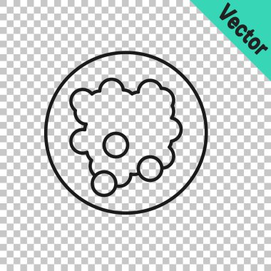 Şeffaf arkaplanda izole edilmiş siyah çizgi pirinç ikonu. Geleneksel Asya yemekleri. Vektör.