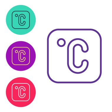 Beyaz arkaplanda izole edilmiş Celsius simgesini ayarla. Simgeleri renklendirin. Vektör.