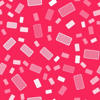 Beyaz çizgili araba tekerleği ikonu kırmızı arka planda izole edilmiş. Vektör.