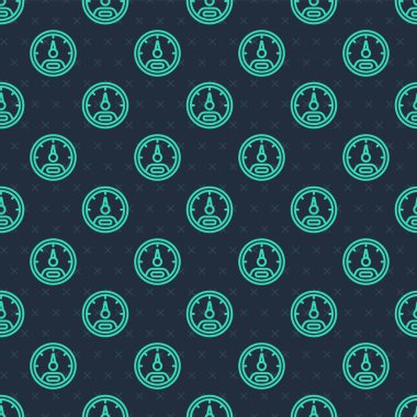 Yeşil çizgi hız göstergesi simgesi mavi arkaplanda izole edilmiş. Vektör.