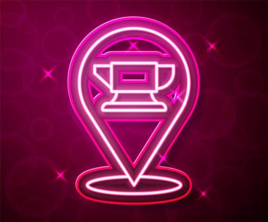 Parlayan neon hattı Demirci örs aracı simgesi kırmızı arkaplanda izole edildi. Metal dövmesi. Kalpazanlık aleti. Vektör.