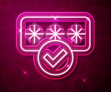 Glowing neon line Password protection and safety access icon isolated on red background. Security, safety, protection, privacy concept. Vector.
