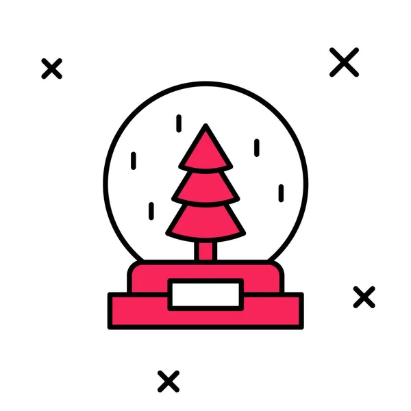 Naplněný Obrys Vánoční Sněhová Koule Padlým Sněhem Vánoční Strom Ikona — Stockový vektor