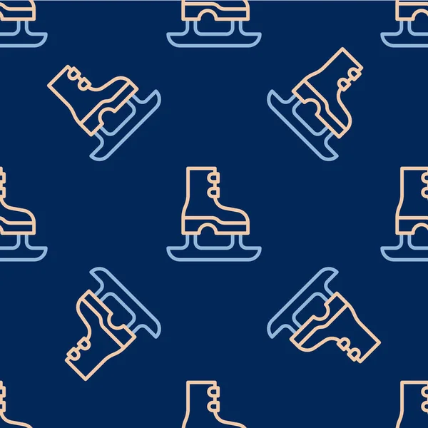 Line Skates simgesi mavi arkaplanda izole edilmiş pürüzsüz desen. Buz pateni ayakkabısı ikonu. Kılıçlı spor botlar. Vektör.