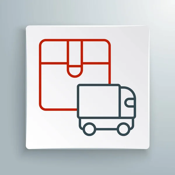 Line Delivery Cargo Truck Vehicle Icon Isolated White Background Colorful — Stock Vector